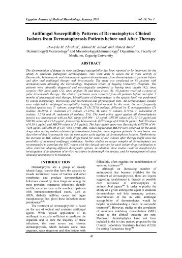 Antifungal Susceptibility Patterns of Dermatophytes Clinical Isolates ...