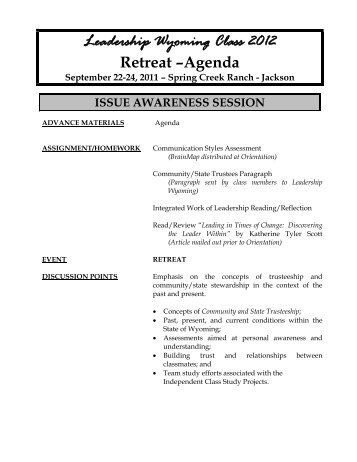 RETREAT AGENDA - Leadership Wyoming