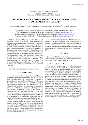 interlaboratory comparison on rockwell hardness measurement in ...