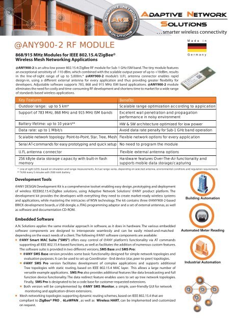 ANY900-2 RF Module Fact Sheet - Adaptive Network Solutions