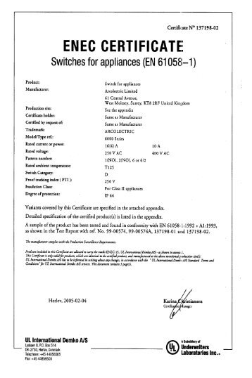 ENEC CERTIFICATEE - RS Components International