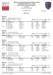 Entry List HAREWOOD SPEED HILL CLIMB British Automobile ...