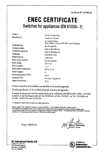 ENEC CERTIFICATE - RS Components International