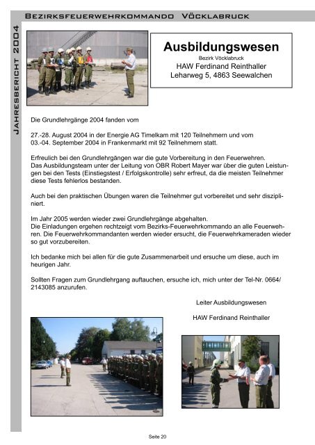 Jahresbericht 2004 - Bezirksfeuerwehrkommando VÃ¶cklabruck