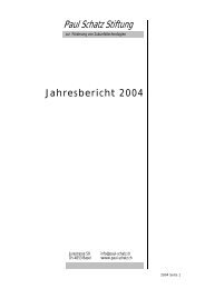 Jahresbericht 2004 - Paul Schatz Stiftung