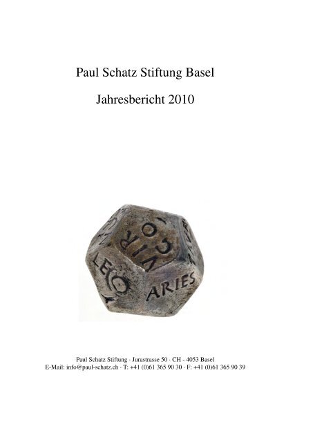 Paul Schatz Stiftung Basel Jahresbericht 2010