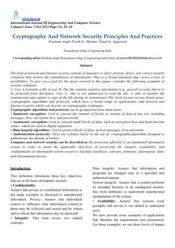 1. Cryptography And Network Security Principles And Practices - Ijecs