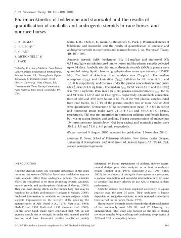 Pharmacokinetics of boldenone and stanozolol and the results of ...