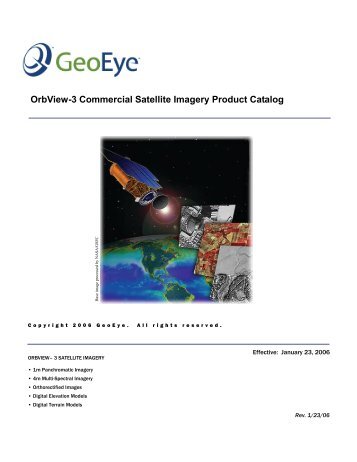 OrbView-3 Commercial Satellite Imagery Product Catalog