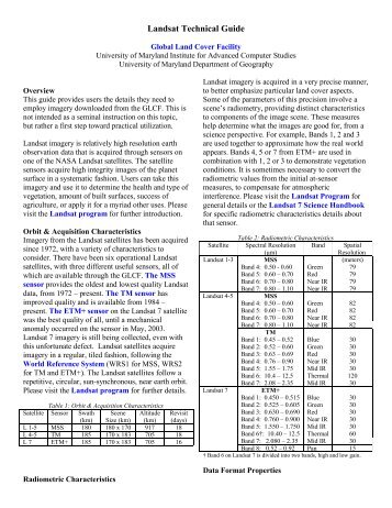 Landsat Technical Guide PDF - Global Land Cover Facility