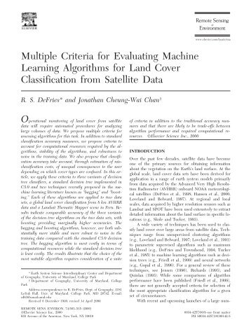 Multiple Criteria for Evaluating Machine Learning Algorithms for ...