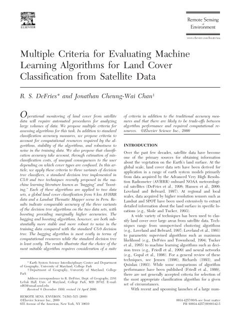 Multiple Criteria for Evaluating Machine Learning Algorithms for ...