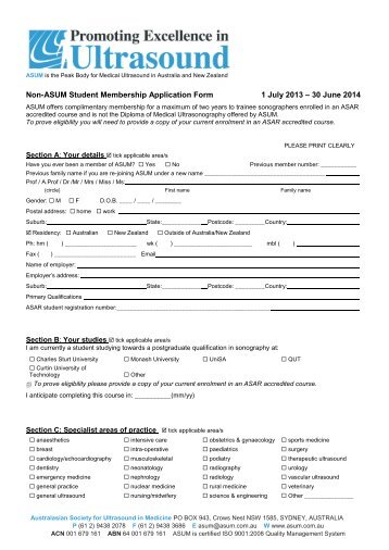 Non-ASUM Student Application Form - Australasian Society for ...