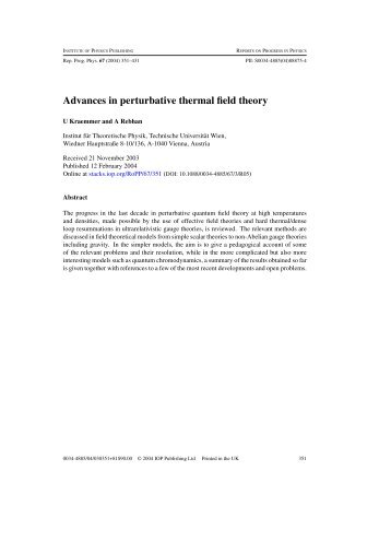 Advances in perturbative thermal field theory - Ultra-relativistic ...