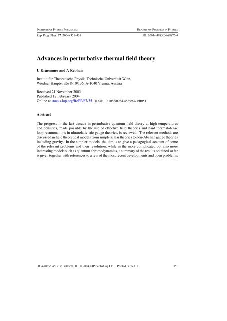 Advances in perturbative thermal field theory - Ultra-relativistic ...