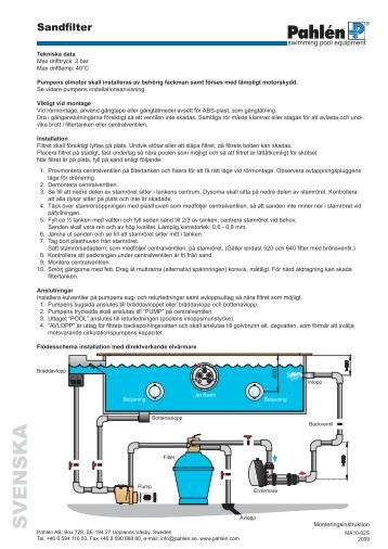 Manual sandfilter 520, 640, 760 - Pahlen.se