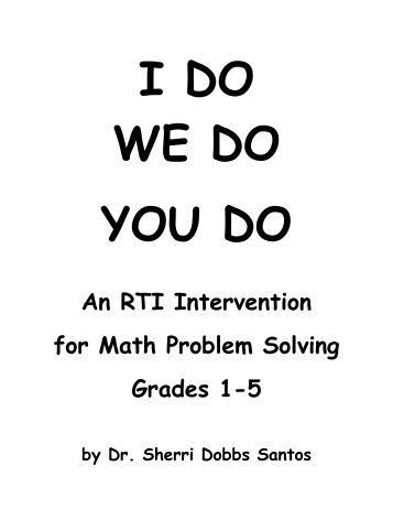 I DO WE DO YOU DO Math Problem Solving Grades 1-5