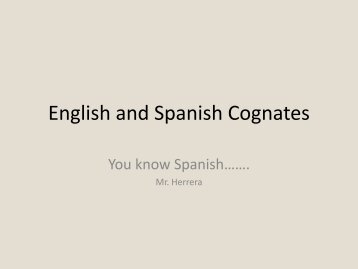 English and Spanish Cognates