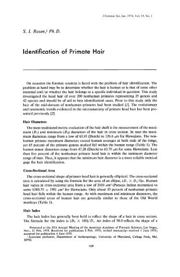 Identification of Primate Hair - Library