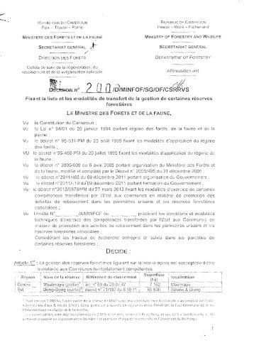 DÃ©cision NÂ°2002/D/MINFOF/SG/DF/CSRRVS fixant la liste et les ...