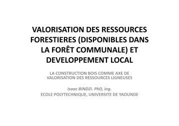 PrÃ©sentation Dr BINDZI sur la valorisation des Produits des forÃªts ...