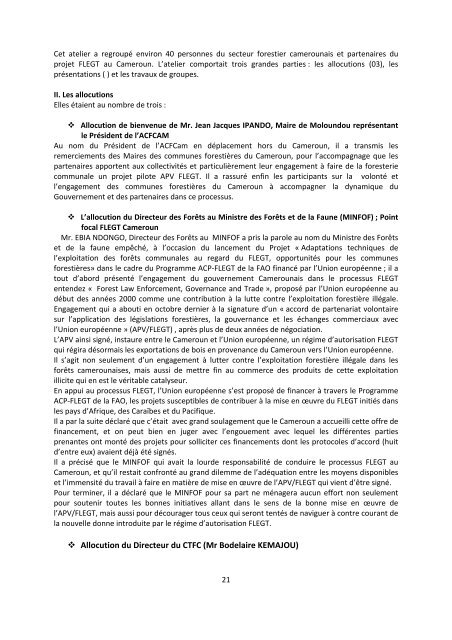 Rapport final d'activitÃ©s du projet - Centre Technique de la ForÃªt ...