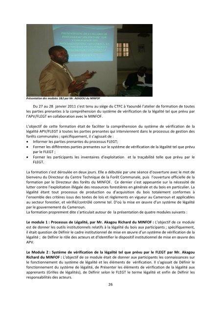 Rapport final d'activitÃ©s du projet - Centre Technique de la ForÃªt ...