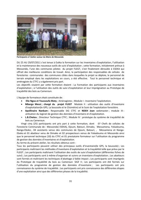 Rapport final d'activitÃ©s du projet - Centre Technique de la ForÃªt ...