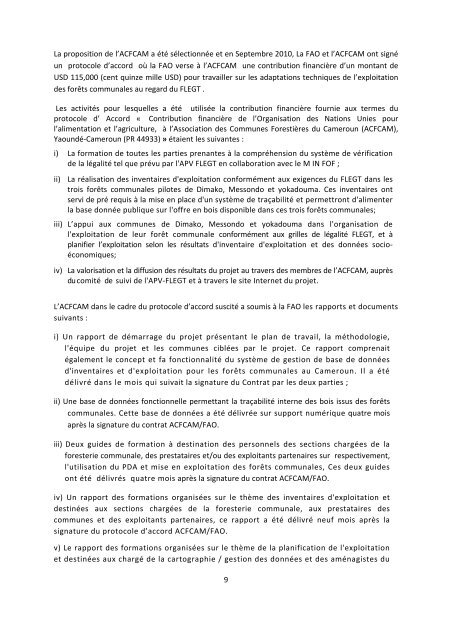 Rapport final d'activitÃ©s du projet - Centre Technique de la ForÃªt ...