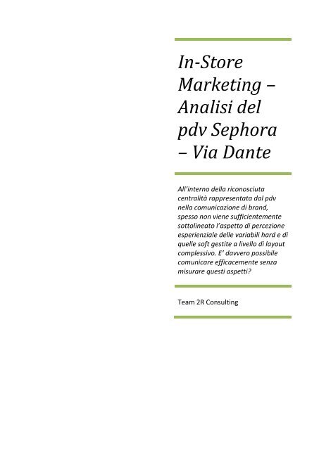 In-Store Marketing â€“ Analisi del pdv Sephora - Scuola di ...