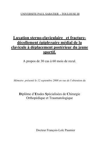 Luxation sterno-claviculaire et fracture - desc orthopedie