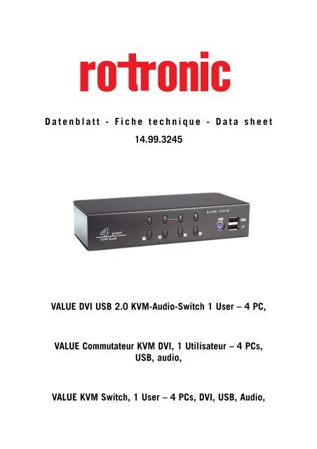 Data sheet VALUE DVI USB 2.0 KVM-Audio-Switch 1 ... - ROTRONIC