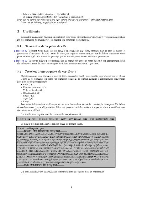 TP : RSA  et certificats avec openSSL  1 Presentation de ... - FIL