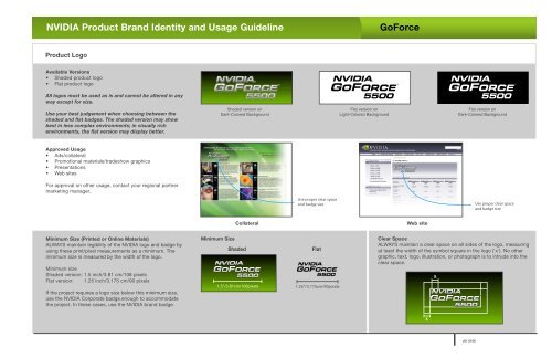 NVIDIA Product Brand Identity and Usage Guideline Goforce