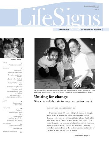 LifeSigns, July-Aug 2012 - Sisters of the Holy Cross