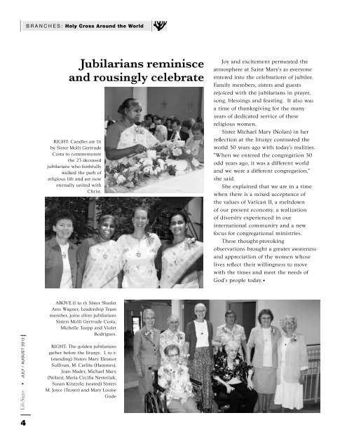 LifeSigns, July-Aug 2012 - Sisters of the Holy Cross