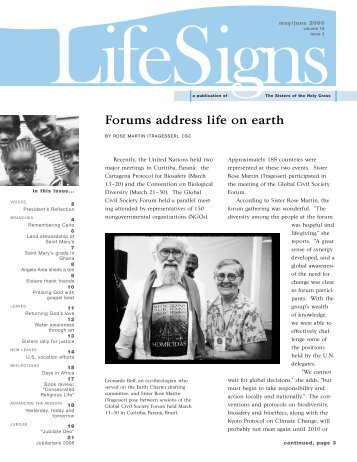 Forums address life on earth - Sisters of the Holy Cross