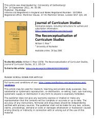 The Reconceptualisation of Curriculum Studies