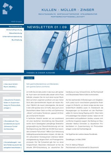 KMZ Newsletter 01/2009 - Kullen MÃ¼ller Zinser