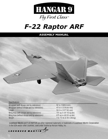 F-22 Raptor ARF Manual - Hangar 9