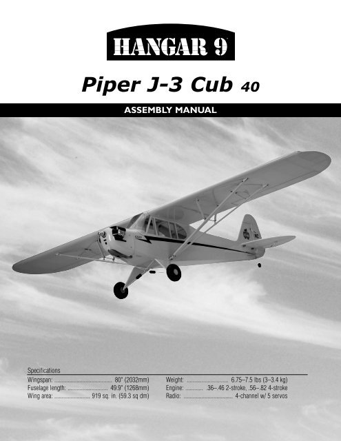Piper J-3 Cub 40 Manual - Hangar 9