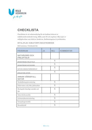 Checklista miljÃ¶bedÃ¶mning.pdf - 47 Kb 2013-03-27 - Kil