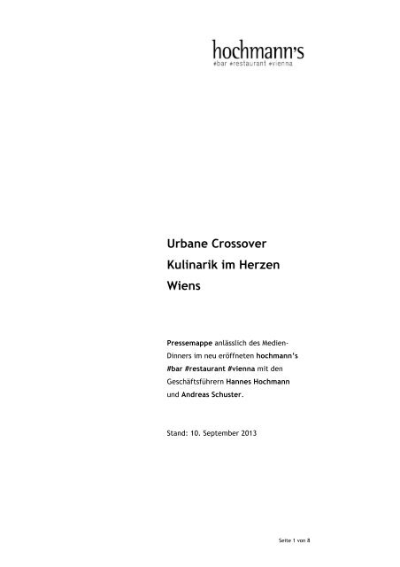 Urbane Crossover Kulinarik im Herzen Wiens - leisure ...