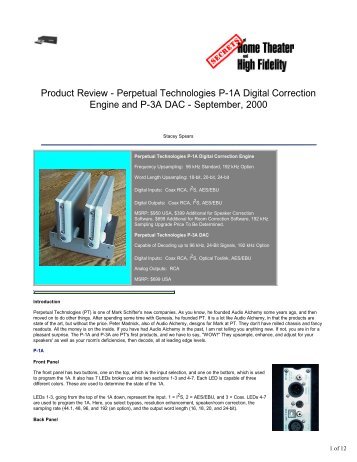 Perpetual Technologies P-1A Digital Correction - AllegroSound