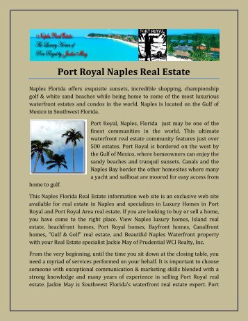 Port Royal Naples Real Estate