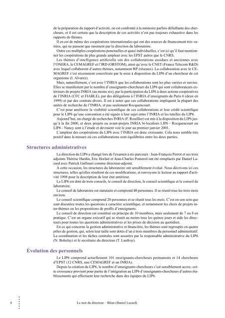 Rapport d'activitÃ©s & Prospectives - LIP6