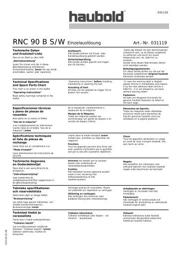 RNC 90 B S/W EinzelauslÃ¶sung Art.-Nr. 031119 - Spit Paslode