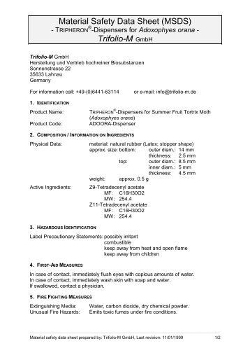 Material Safety Data Sheet (MSDS) Trifolio-M GmbH - Raiffeisen