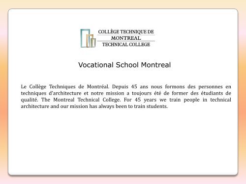 Vocational School Montreal