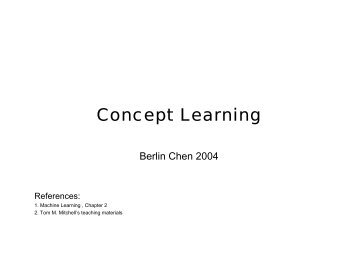 Concept Learning (ML Ch. 2) - Berlin Chen
